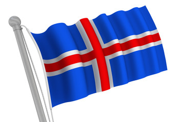 Iceland Flag On Pole