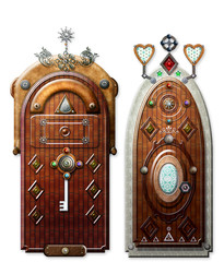 Old fashioned doors of fairytales