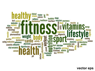 Vector conceptual fitness health word cloud