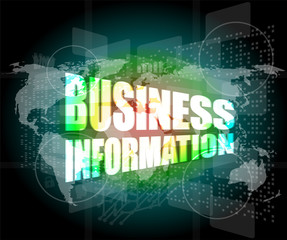 business information on digital touch screen, 3d