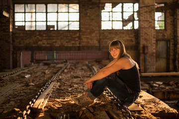 Young girl on a walk in the city
