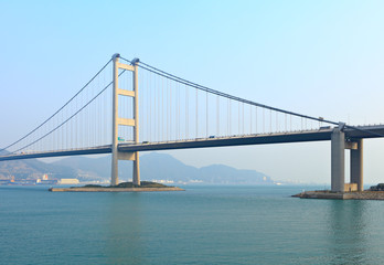 Fototapeta na wymiar Suspension bridge in Hong Kong