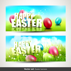 Set of two horizontal Easter banners