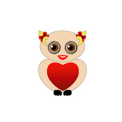 Pretty owl with a red heart