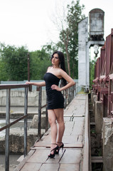 Young beautiful girl on a walk in the country