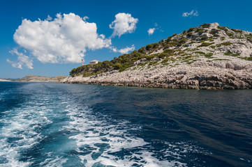 The island with a lighthouse, a national park Kornati. Croatia