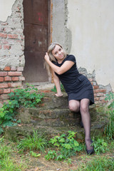 Young beautiful girl on a walk in the country