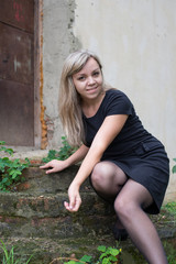 Young beautiful girl on a walk in the country