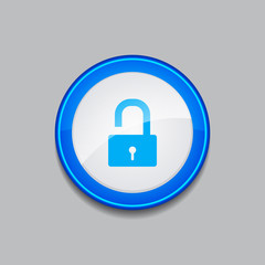 Unlock Circular Blue Vector Web Button Icon