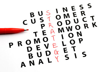 Hand writing strategy concept by crossword