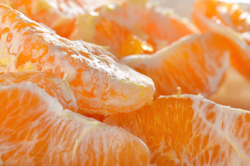 Macro of orange slice in natural light