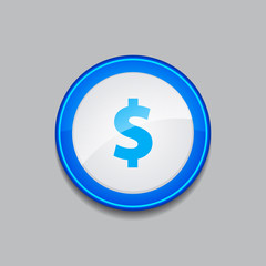 Dollar Currency Sign Circular Blue Vector Web Button Icon