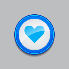 Heart Circular Blue Vector Web Button Icon