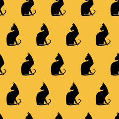 Seamless pattern with cats. Vector illustration.