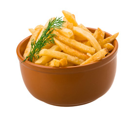 French fries on white background