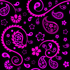 Seamless floral ornament with turkish (indian) cucumbers