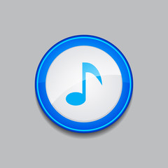 Music Note Circular Vector Blue Web Icon Button