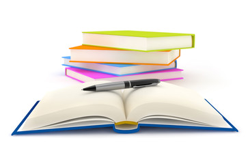 pen over an open book