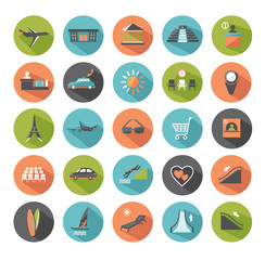 Set of modern flat icons. Travel.