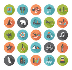 Set of travel icons. Modern flat design elements.