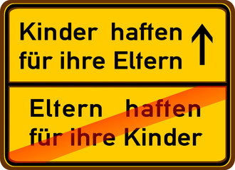 Fototapeta premium Kinder haften für ihre Eltern