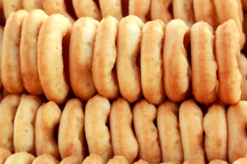 making donut placed in a row.