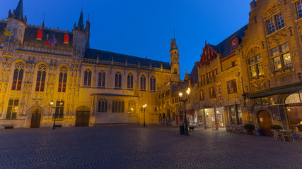 Fototapeta na wymiar Bruges or Brugge in Blue Hour