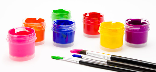 Gouache paint brush isolated on a white