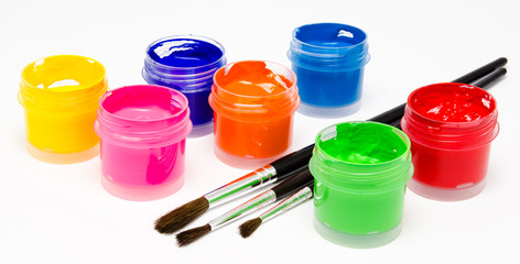Gouache paint brush isolated on a white