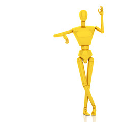 3d man leaning on something and showing okay hand gesture