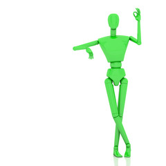 3d man leaning on something and showing okay hand gesture