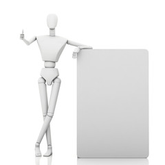 3d man leaning on something and giving thumbs up sign