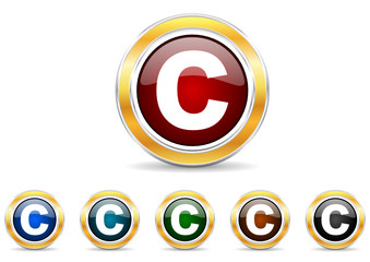 copyright icon vector set