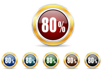 80 percent icon vector set