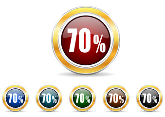 70 percent icon vector set