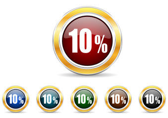10 percent icon vector set