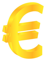 Euro Gold Currency Sign Isolated On White