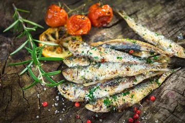 Fotobehang Grilled sardine © Daniel Vincek
