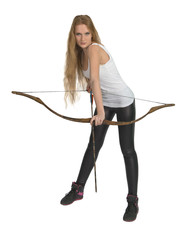 Young girl with bow and arrow