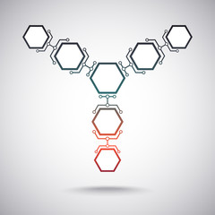Communication of seven hexagonal cells. gradient