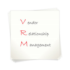 Conceptual hand drawn VRM acronym written on piece of paper.