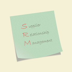 Conceptual hand drawn SRM acronym written on piece of paper.