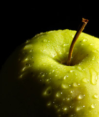 wet green apple detail