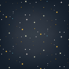 Night sky with stars seamless vector pattern