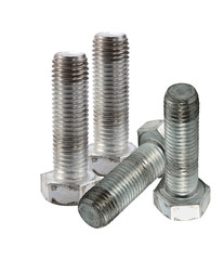 Steel bolts in used condition. Isolated