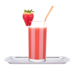 tasty summer fruits with juice in glass