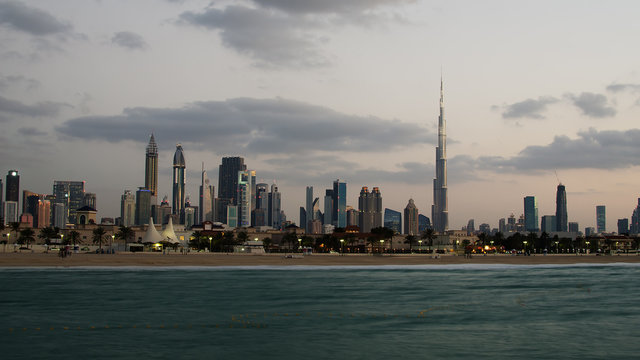 Downtown of Dubai (UAE).View from the Persian Gulf