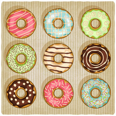 donuts retro striped background