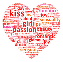 Valentine Love Heart Word Cloud Concept Vector Illustration