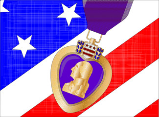 Fototapeta premium Flag and Purple Heart